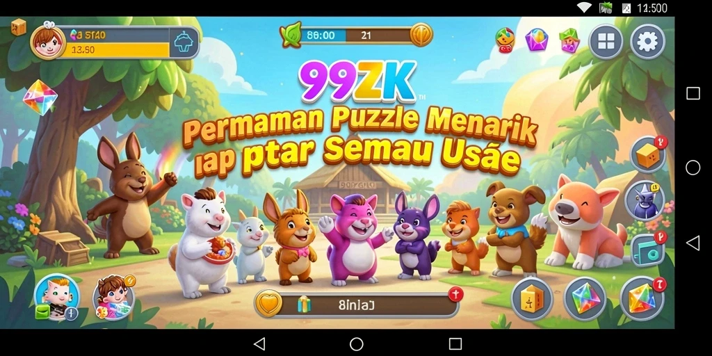 Screenshot 99ZK menampilkan gameplay yang menarik dan tantangan puzzle.