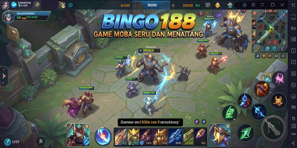 Tangkapan layar dari gameplay seru BINGO188 dalam pertarungan MOBA.