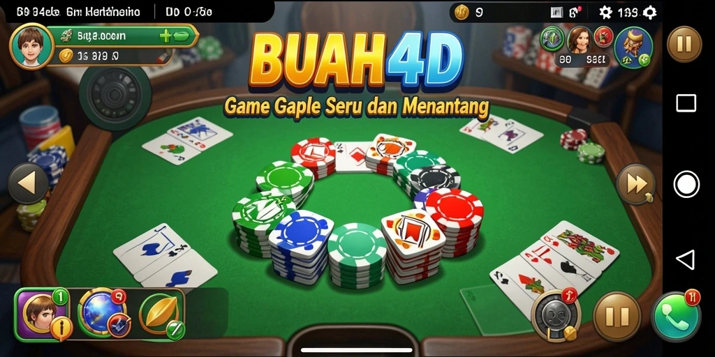 Tampilan gameplay seru BUAH4D yang menggambarkan suasana kompetisi Gaple.