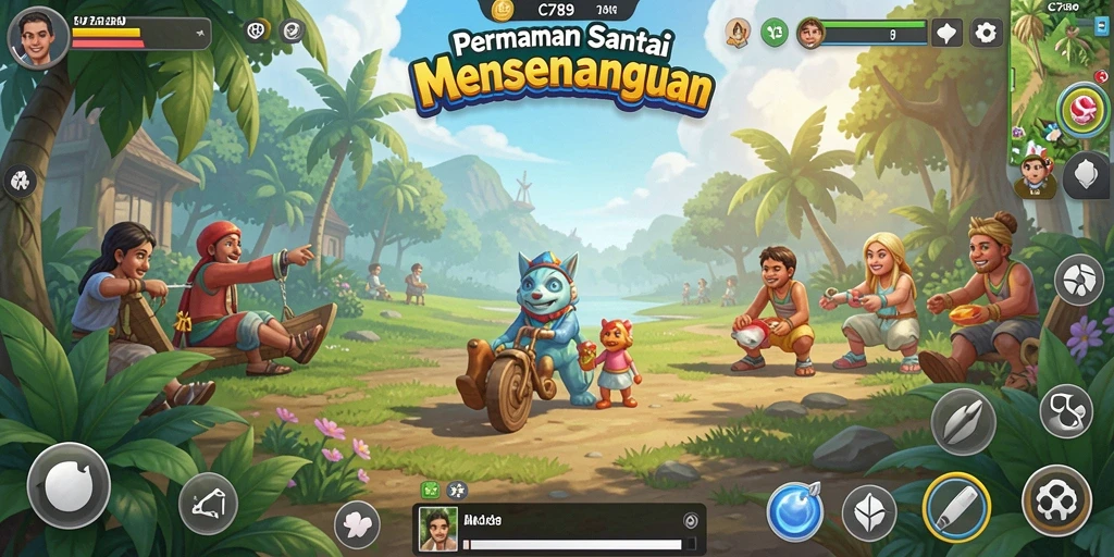 Tangkapan layar C789 menampilkan gameplay yang ceria dan penuh warna.