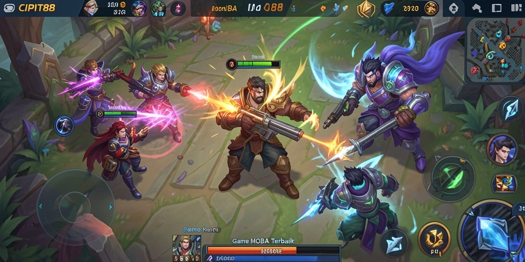 Tampilan gameplay seru dan dinamis dari CIPIT88 dalam pertarungan MOBA.