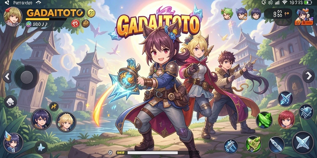 Screenshot GADAITOTO menampilkan aksi karakter anime dalam pertempuran yang mendebarkan.