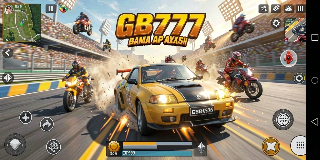 Tampilan utama GB777 yang menampilkan balapan ketegangan tinggi.