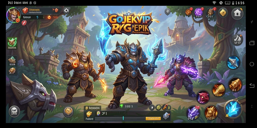 Screenshot gameplay GOJEKVIP menampilkan pertarungan seru dalam dunia RPG.