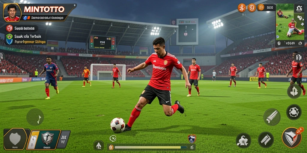 Screenshot gameplay MINTOTO menampilkan aksi seru dalam sepak bola.