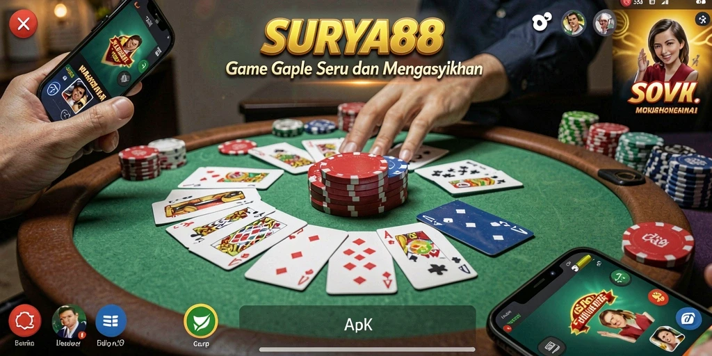 Tampilan menarik dari gameplay Gaple di SURYA88.