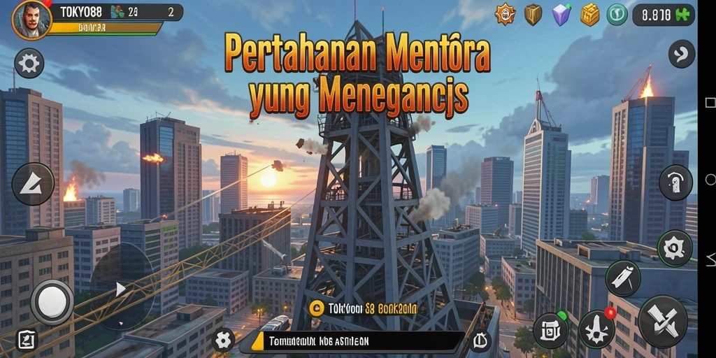 Tampilan gameplay menara pertahanan yang epik di TOKYO88.