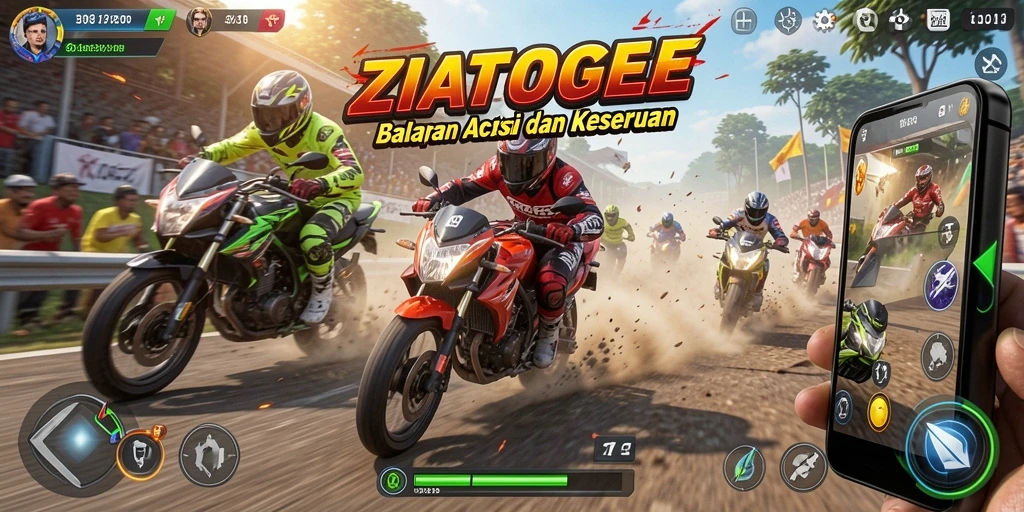 Gameplay seru balapan motor di ZIATOGEL.